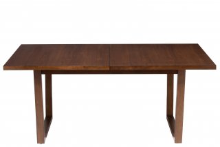 Table à rallonge vintage KENU brun et beige en bois hévéa.